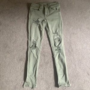 American Eagle Ripped Sage Jeggings SZ:2
